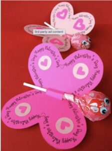 Printable butterfly Valentine for kids, Valentine's Day activities for children.