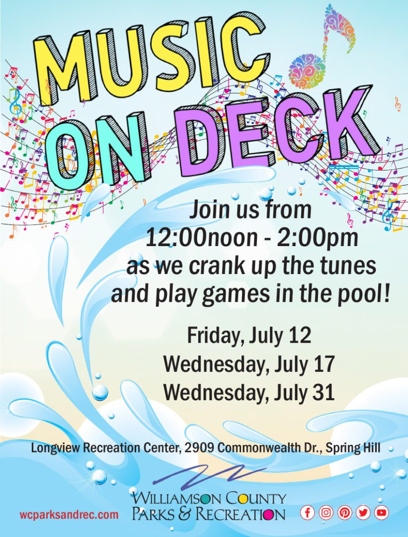 Music on the deck, fun activities in Franklin, TN and Williamson County, TN for kids and family too!