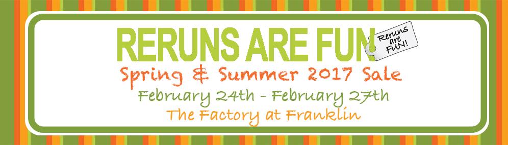 Reruns Are Fun consignment event in Franklin, TN, shopping events with women's clothing, accessories, shoes and more!