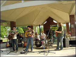 Band playing music in the park in Franklin, Tennessee.