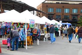 People shopping at the Franklin Farmers Market in downtown Franklin, Tennessee.