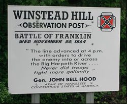 Battle of Franklin sign, history of Franklin, Tennessee.