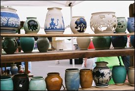 Pots for sale at the Main Street Festival in downtown Franklin, TN, enjoy arts and crafts, vendors, entertainment, great food & drink, and fun for the entire family in historic downtown Franklin. 