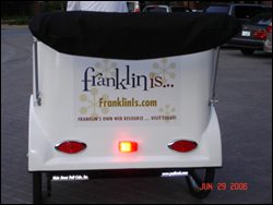 Franklin Pedicab Company in downtown Franklin provides an exciting and environmentally friendly way of traveling around the city.
