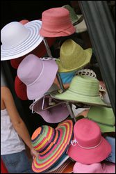 Hats for sale at Franklin on the Fourth event in downtown Franklin, the event offers a fireworks show, live bands, games, vendors and more!