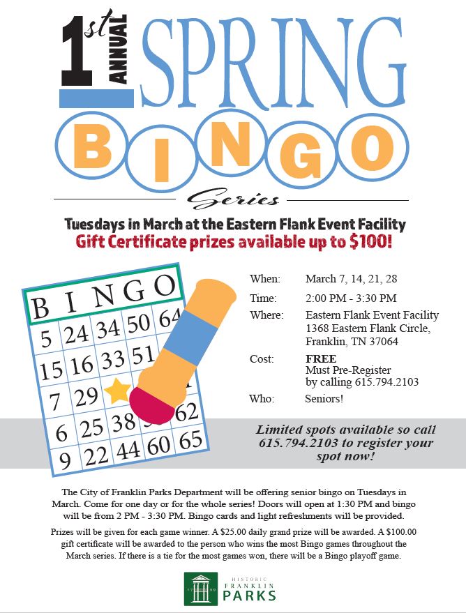 Senior bingo events in Franklin, TN.