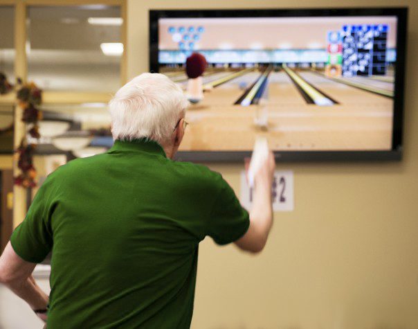Senior WII bowling in Franklin, TN, senior activities and family activities.