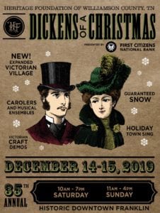 Franklin, TN holiday events, Dickens of a Christmas in historic downtown Franklin, family activities, kids events, shopping, live entertainment an more!