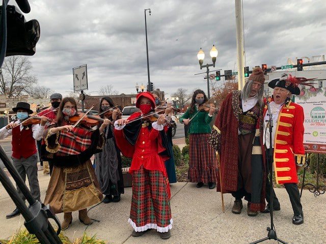 Music City Strings, Dickens' Fagan and Franklin Town Crier at Dickens of a Christmas Festival in downtown Franklin, TN.