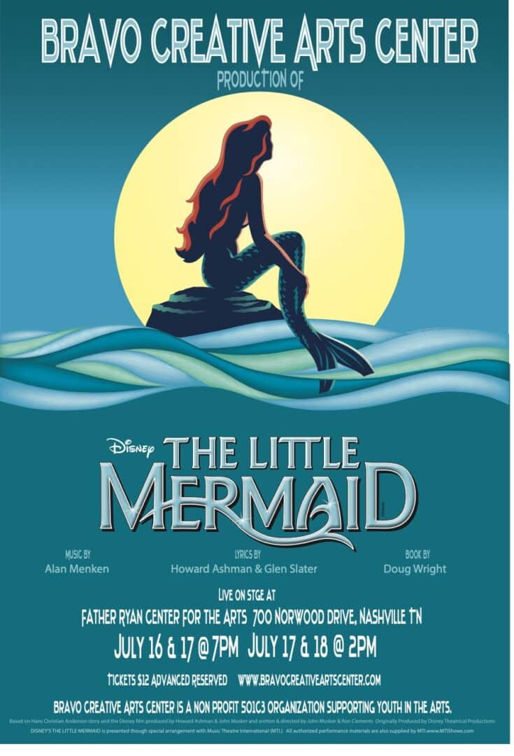 Ariel, Franklin's Bravo Creative Arts Center, Disney's The Little Mermaid performances in Nashville, TN.
