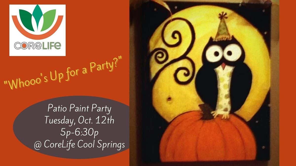 CoreLife Eatery Cool Springs October Patio Paint Party in Franklin TN.