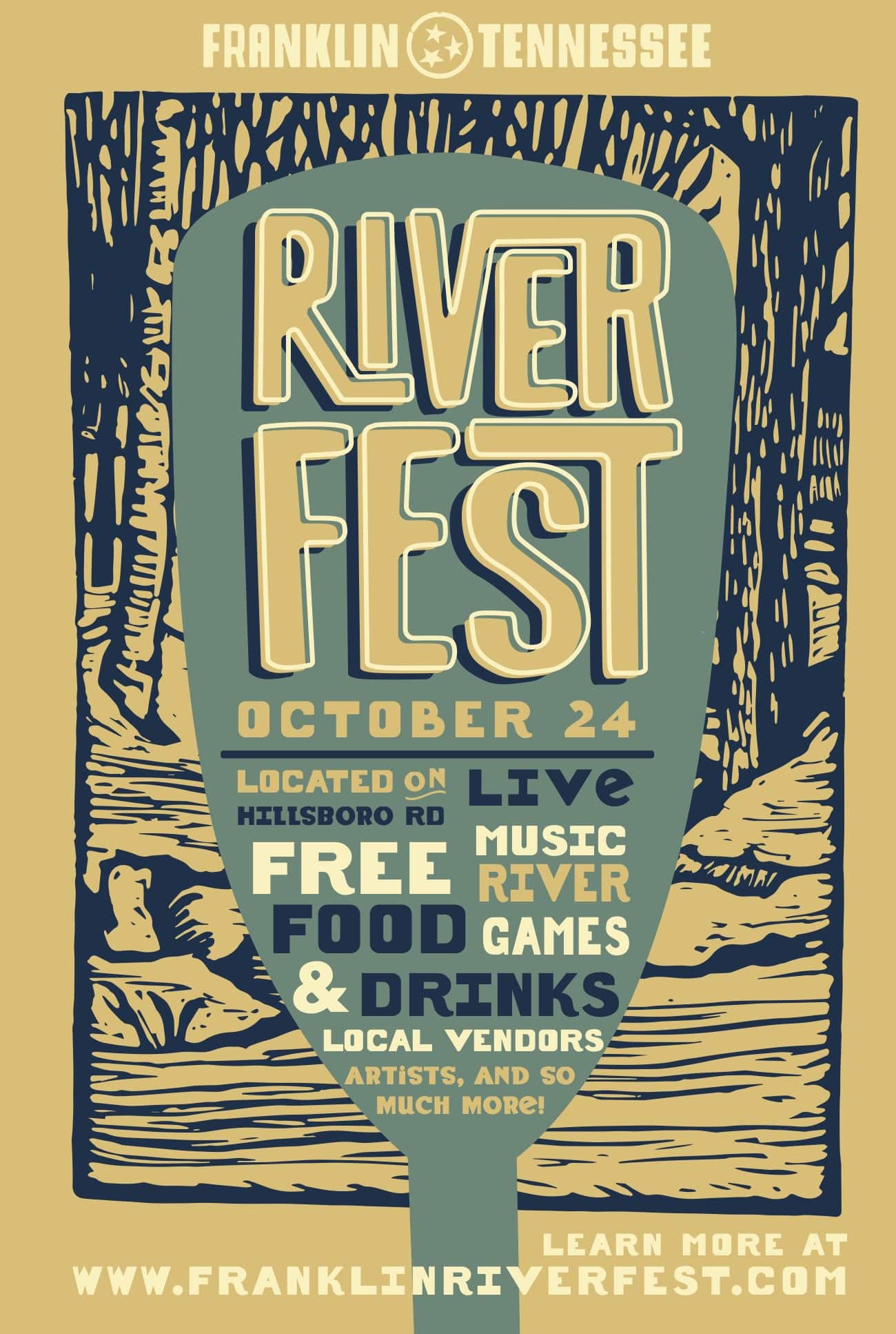 Franklin River Fest is a festival in Franklin, Tenn with live music, kids activities, delicious food, inflatables, river activities, and more.