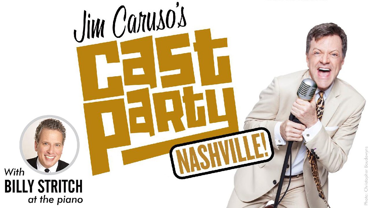 Jim Caruso’s Cast Party logo, event in Franklin, TN, it's a cross between “The Voice” and “The Tonight Show!”