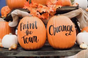 Paint the Town Orange pumpkins at PumpkinFest festival in downtown Franklin, TN, kids activities, live music, shopping, fall food and drink and so much more!