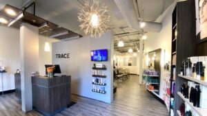 Interior of TRACE Salon + Supply, salon locations in Franklin, Cool Springs and Nashville, TN.