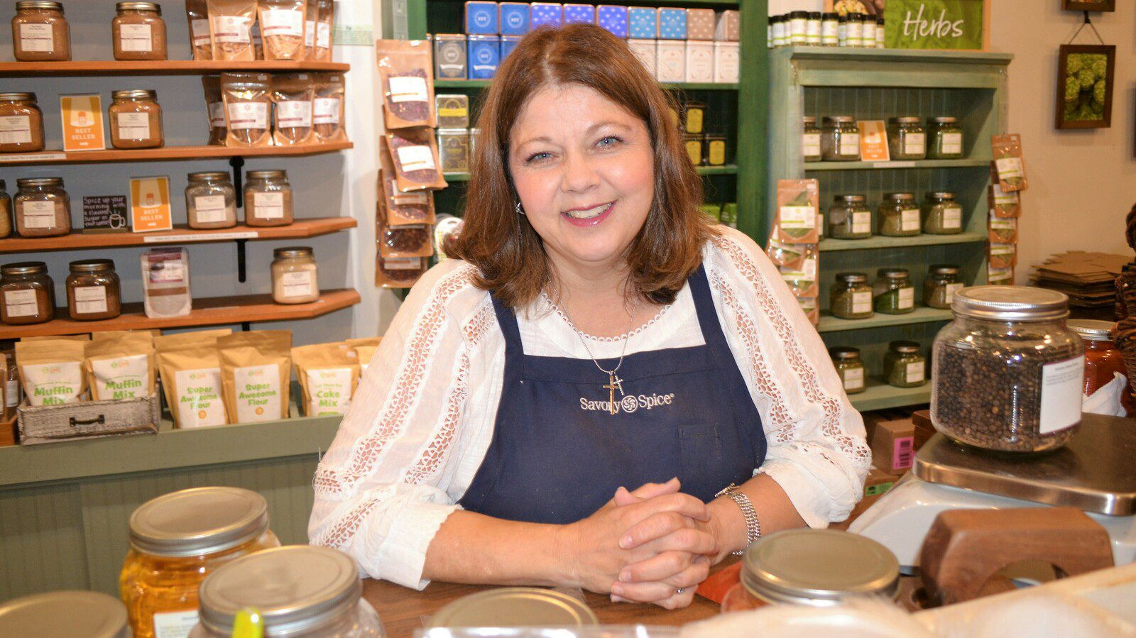 Hollie Rollins, owner of the Savory Spice Shop in downtown Franklin TN.