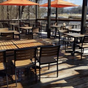 Outdoor dining in Franklin, Tennessee at CoreLife Eatery, grab a spot under an umbrella-covered table on the patio to enjoy!