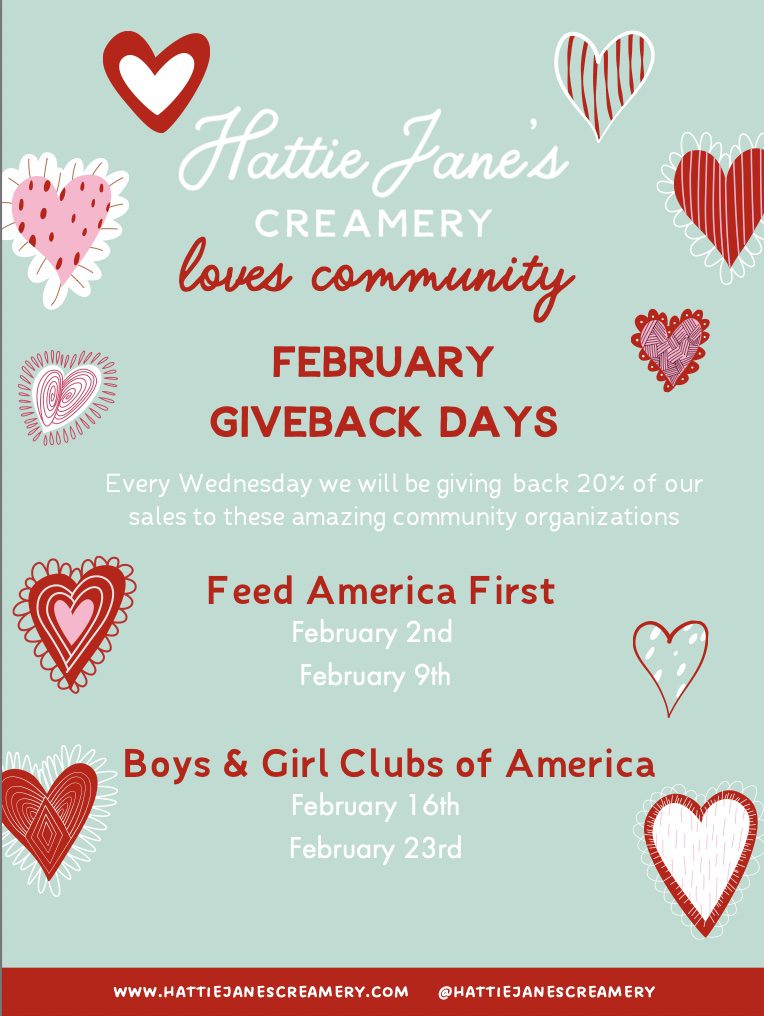 Hattie Jane's Creamery Franklin Community Give Back Days.