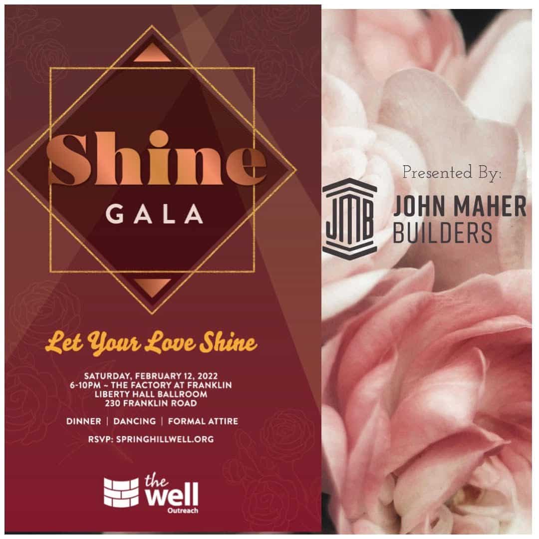 Shine Gala, an event in downtown Franklin, TN, dinner, live entertainment, dancing, silent and live auctions and more, helping to support The Well who's food pantries provide fresh and canned foods to many communities in need.