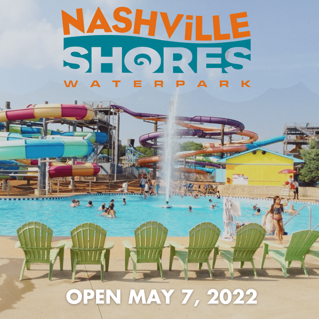 Nashville Shores Waterpark opens for summer, enjoy a gigantic wave pool, plunge down eight thrilling water slides or, play, slide and splash in Kowabunga Beach, a massive water treehouse and playground and more.