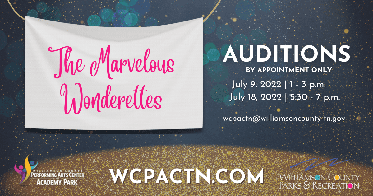 The Williamson County Performing Arts Center at Academy Park and Williamson County Parks and Recreation Department are excited to announce auditions for The Marvelous Wonderettes, the Williamson County Performing Arts Center’s 2022 fall production.