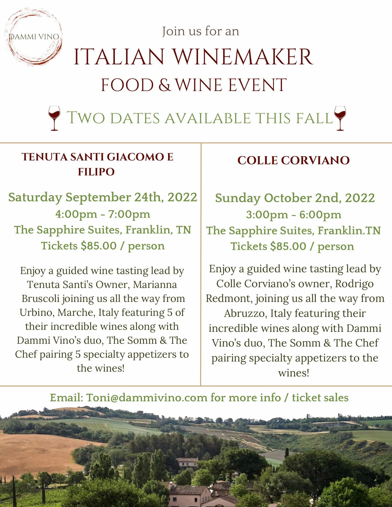 ITALIAN WINEMAKER FOOD & WINE EVENT IN FRANKLIN, TN.