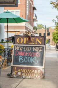 Landmark Booksellers Downtown Franklin Store Sign.