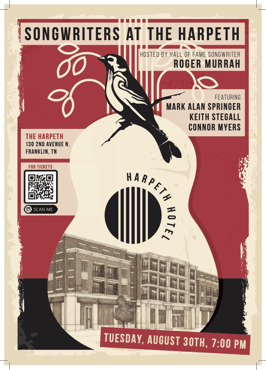 Song Writers Night in downtown Franklin, TN at The Harpeth Hotel, the community is invited to attend for an evening of songs and storytelling.