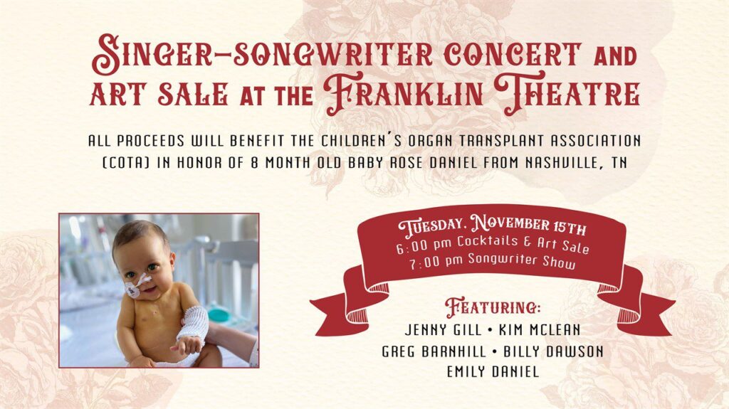 COTA for Rose_Singer-Songwriter Concert and Art Sale at The Franklin Theatre.