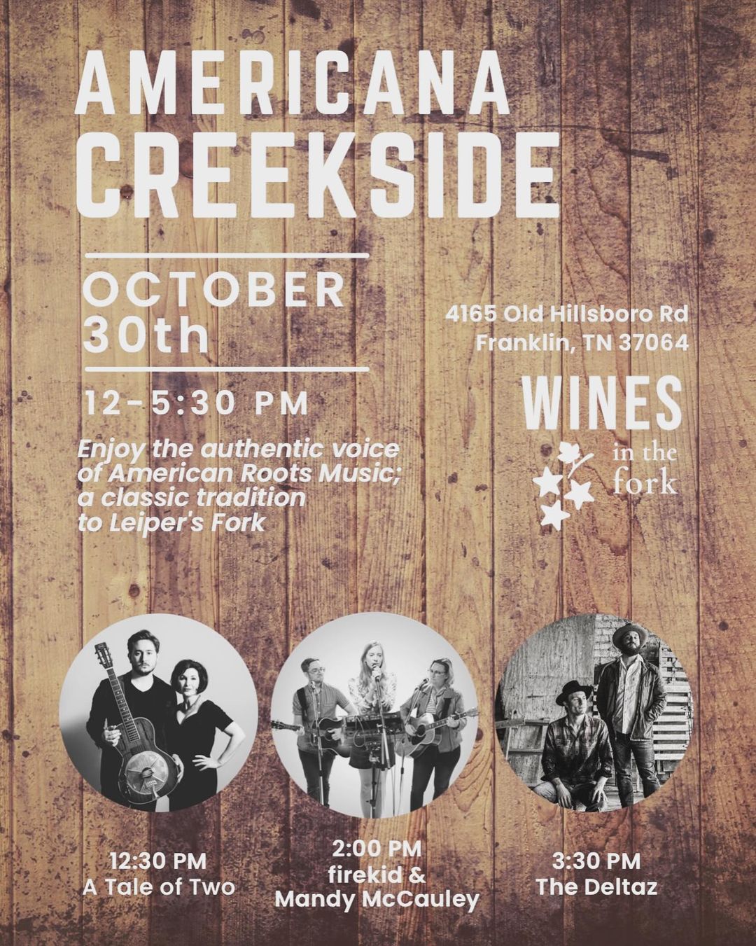 Wines in the Fork Americana Creekside event in Leiper's Fork, Franklin, TN.