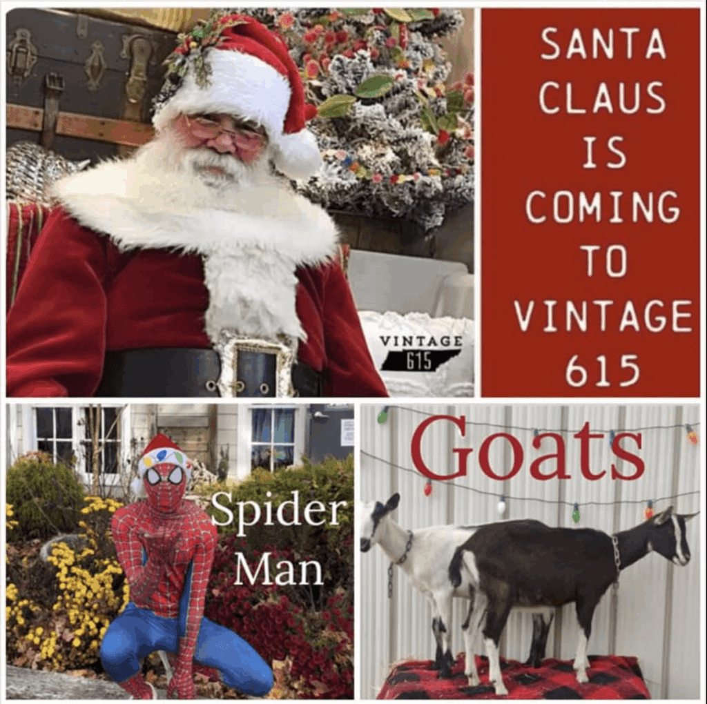 Santa is Coming to Vintage 615 in Spring Hill, Tenn for Santa photos!