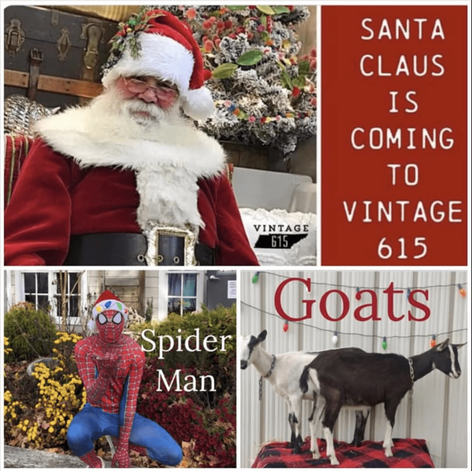 Santa is Coming to Vintage 615 in Spring Hill, Tenn for Santa photos!