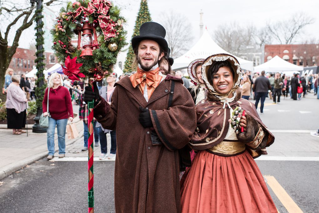 Dickens characters at Dickens of a Christmas festival in downtown Franklin.