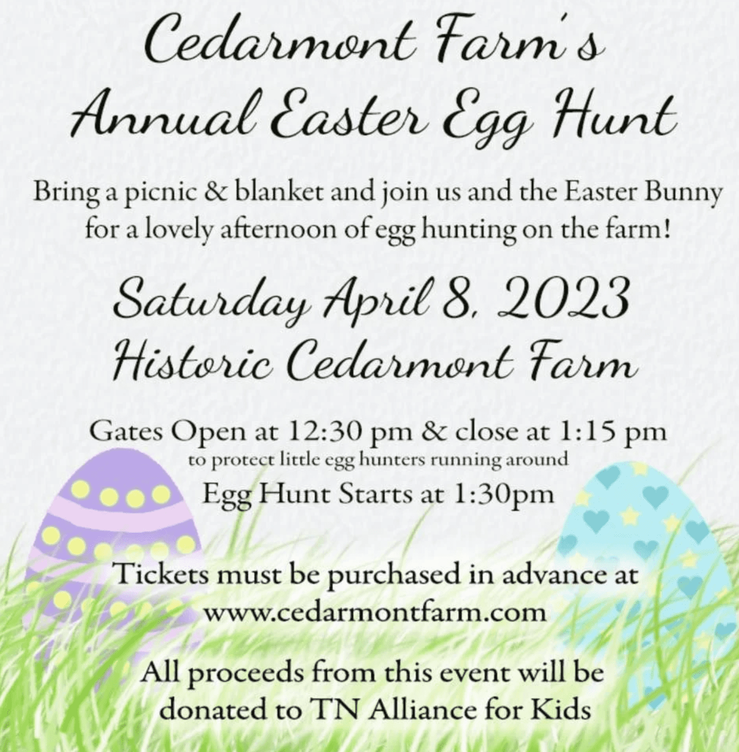 Cedarmont Farm Easter Egg Hunt in Franklin, TN.
