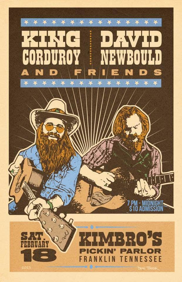 David Newbould, King Corduroy & Friends to perform in downtown Franklin at Kimbros Pickin Parlor.