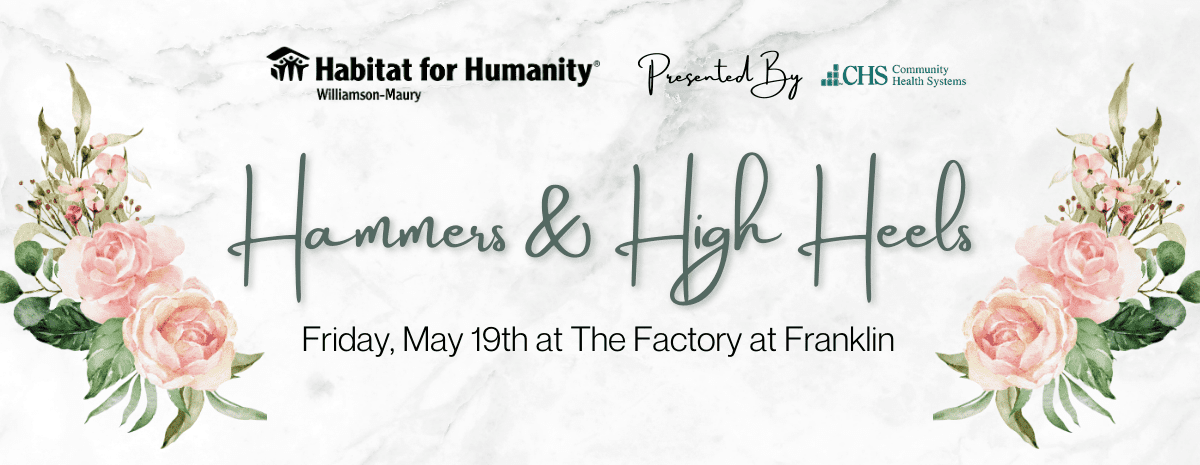 Logo for the Hammers and High Heels Event in Franklin, Tennessee at The Factory at Franklin.