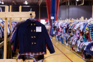 Clothing at the Little Sprouts Consignment Sale shopping event in downtown Franklin, TN.