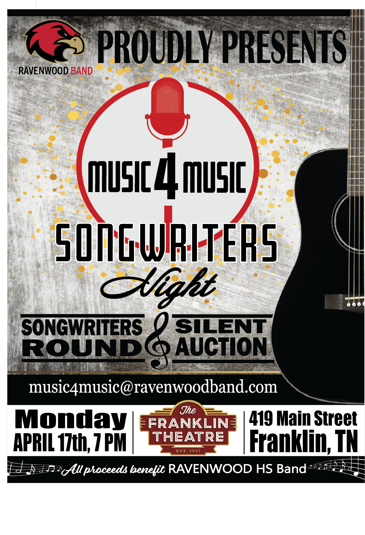 Music 4 Music Songwriters Night in Franklin, TN at The Franklin Theatre.