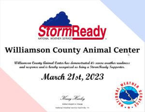 StormReady Supporter Recognition_Williamson County Animal Center_032123