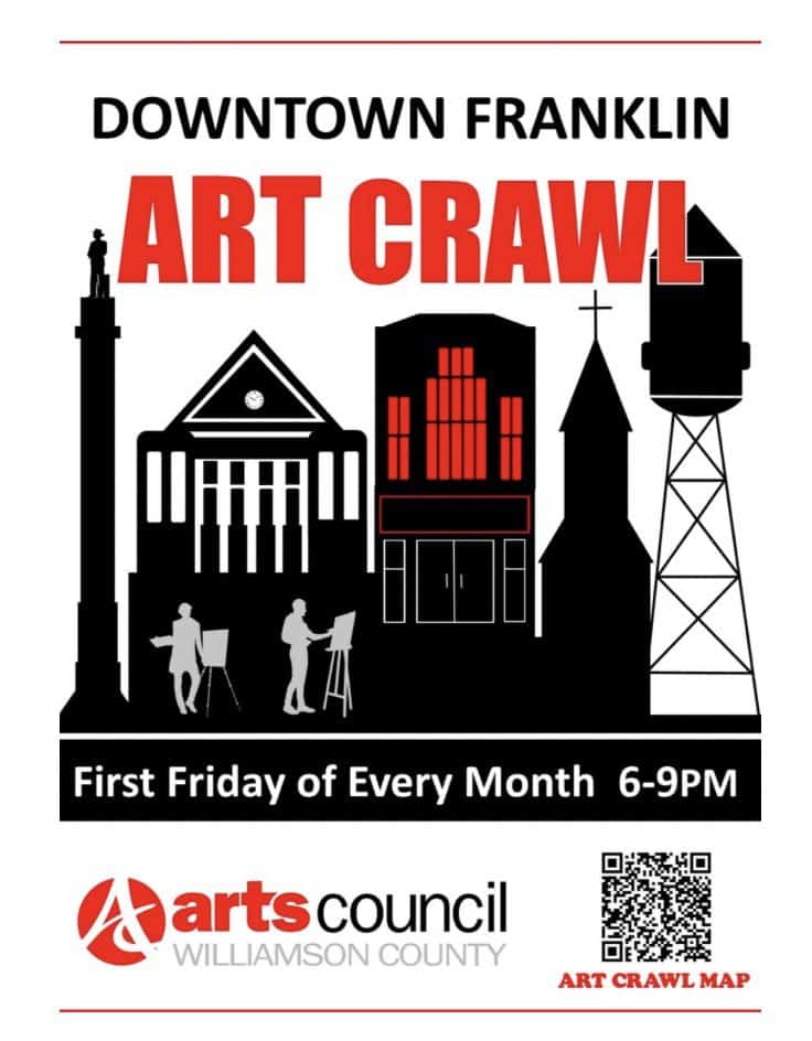 Downtown Franklin Art Crawl is an art event that features local artists, live music, guided art tours, galleries, shopping, complimentary refreshments and much more!