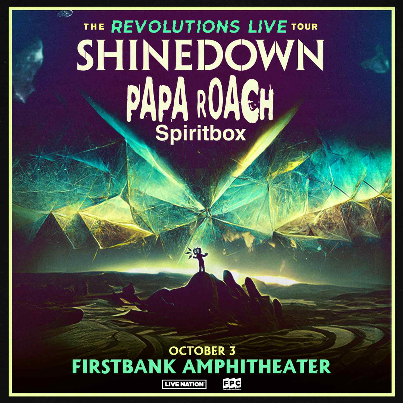Shinedown The Revolutions Live Tour with special guests Papa Roach and Spiritbox to perform in Franklin, Tennessee at FirstBank Amphitheater.