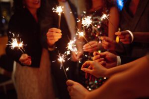 Sparklers being held at the Fourth of July Fireworks Show in Franklin, Tennessee.