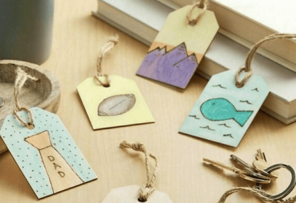 Father's Day event in Brentwood, TN at Michaels Craft Store, make a woodburned Father's Day Keychain.