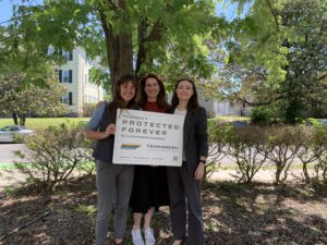 Pictured left to right: Kristen Hanratty (TennGreen), Anastasia Kudrez (Harmony), and Alice Hudson Pell (TennGreen) outside TennGreen Land Conservancy's office after finalizing the conservation easement.