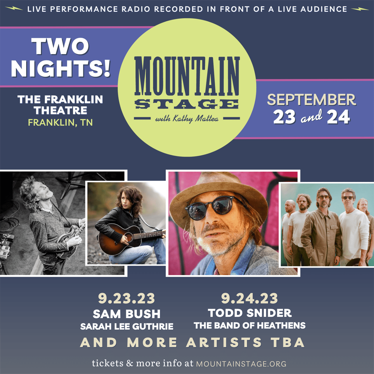 Mountain Stage to perform in downtown Franklin, Tennessee at The Franklin Theatre September 23 and 24.