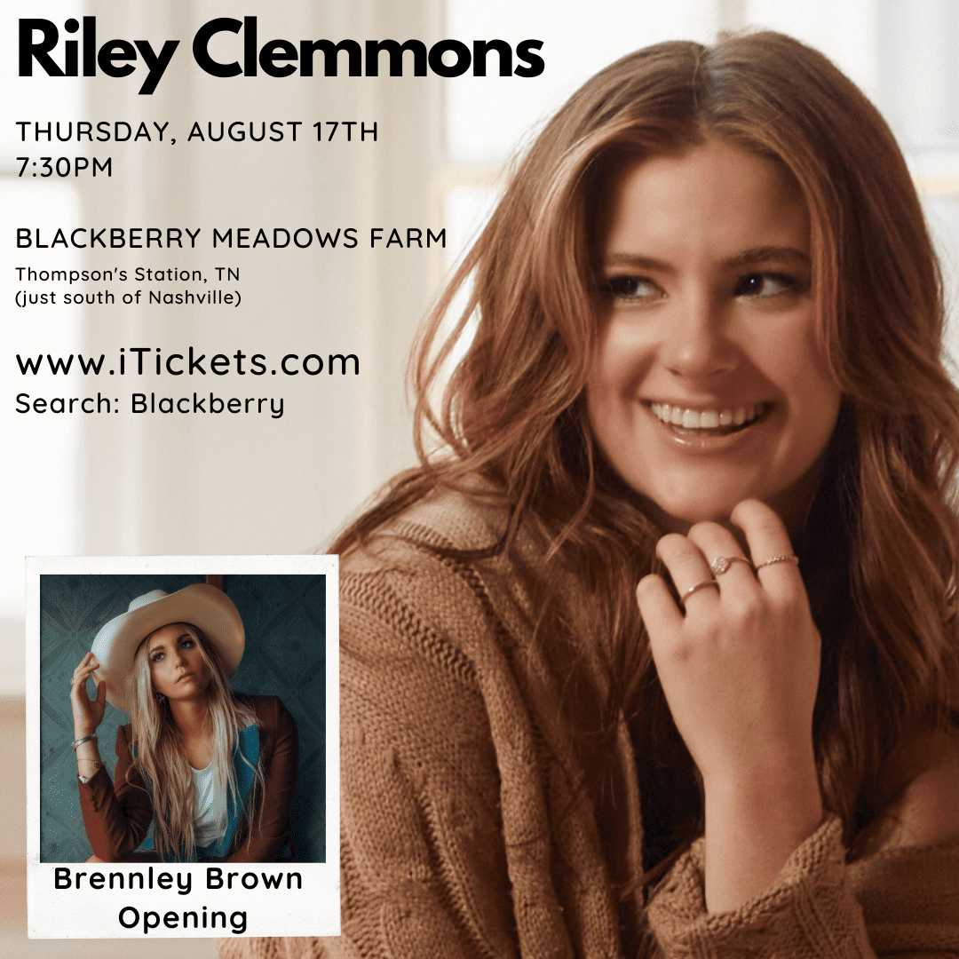 Riley Clemmons in Concert with Brennley Brown opening in Thompsons Station, Tennessee at Blackberry Meadows Farm.