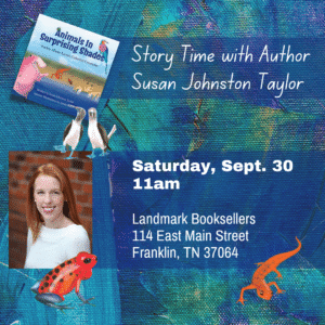 Story Time with Author Susan Johnston Taylor in downtown Franklin, Tennessee, free event for all ages with signed books available for purchase.