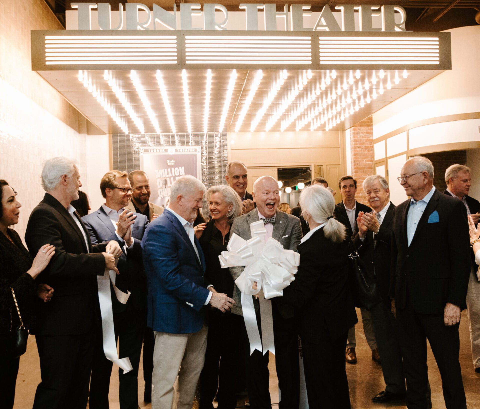 Cal Turner, namesake of Turner Theater, cuts the ribbon to officially open Studio Tenn's permanent home.
