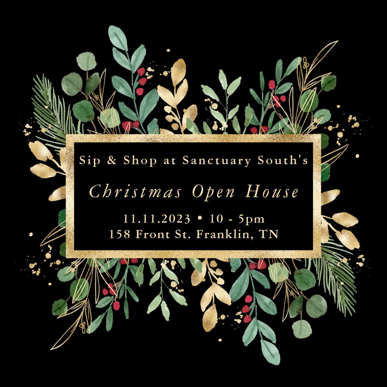 Christmas Open House in Franklin, TN, Sip and Shop at Sanctuary South.