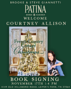 Patina Home & Garden in Leiper's Fork, Tennessee hosts Courtney Allison for Nov. 17 book signing.